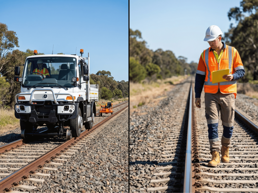 Hi-Rail Truck vs Inspection Cart
